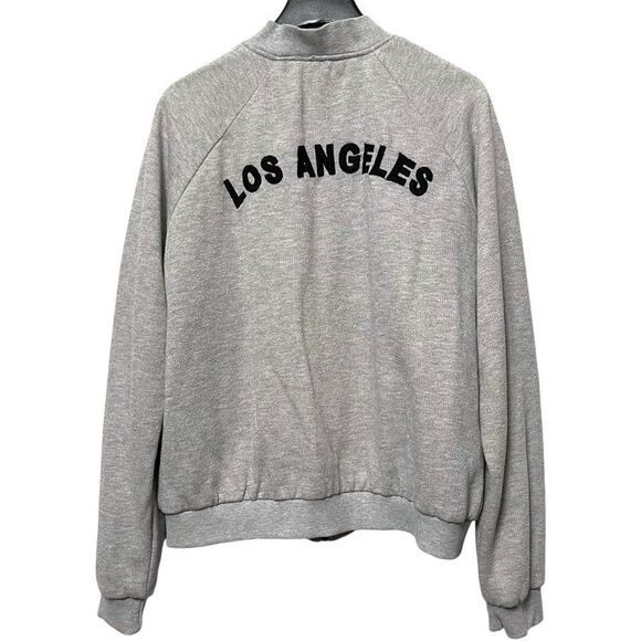 ANINE BING Los Angeles Silver Gray Bomber Jacket L